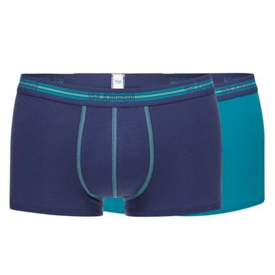 Pack of two blue and turquoise hipster trunks